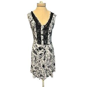 Disney Nightmare Before Christmas Dress Fit & Flare  Black White Goth SM